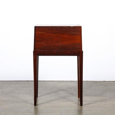 Mid Century Silver Book Matched Teak Chest Sculptural Handles in Macassar Ebony