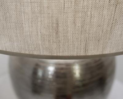 Mid Century Silver Enameled Ceramic Table Lamp