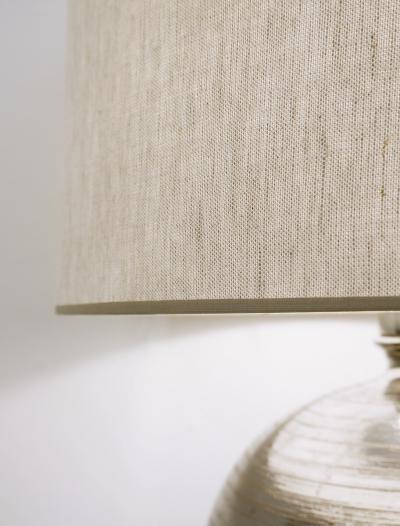 Mid Century Silver Enameled Ceramic Table Lamp