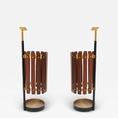 Mid Century Slatted Teak Umbrella Stands