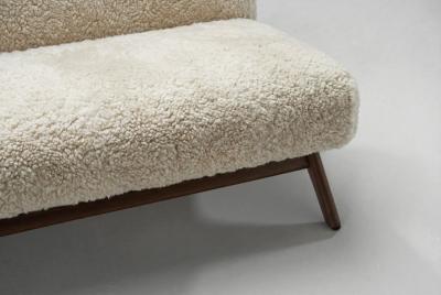 Mid Century Sofa with Sheepskin Upholstery Denmark 1950s