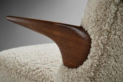 Mid Century Sofa with Sheepskin Upholstery Denmark 1950s