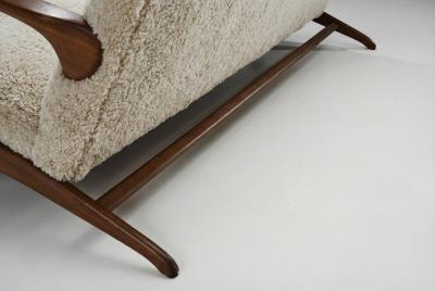 Mid Century Sofa with Sheepskin Upholstery Denmark 1950s