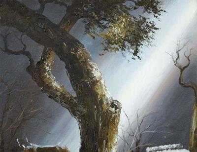 Mid Century Soothing Reflective Buddha Painting