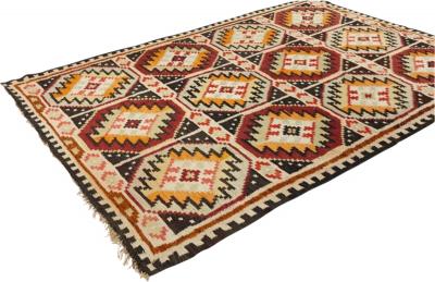 Mid Century Southwest Inspired Flatweave Wool Rug