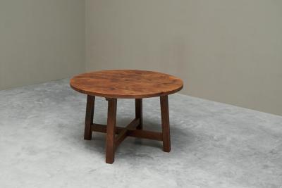 Mid Century Spanish Style Dining or Center Table in Solid Wood and Wrought Iron