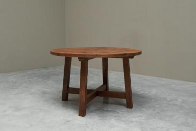 Mid Century Spanish Style Dining or Center Table in Solid Wood and Wrought Iron