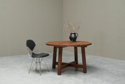 Mid Century Spanish Style Dining or Center Table in Solid Wood and Wrought Iron