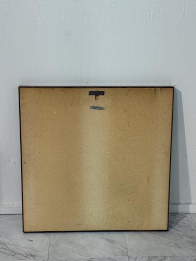 Mid Century Square Mirror with Red Backing Italy 1970s