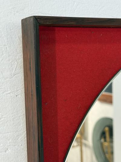 Mid Century Square Mirror with Red Backing Italy 1970s