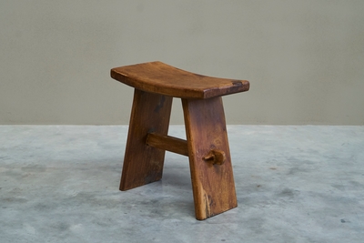 Mid Century Stool in Solid Oak Europe 1960s