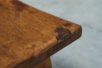 Mid Century Stool in Solid Oak Europe 1960s