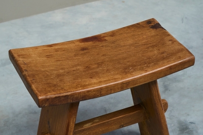 Mid Century Stool in Solid Oak Europe 1960s