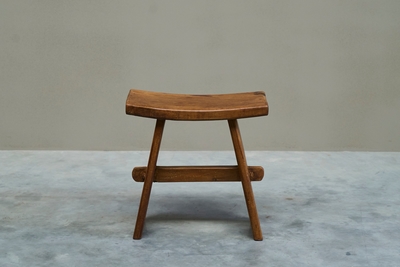 Mid Century Stool in Solid Oak Europe 1960s