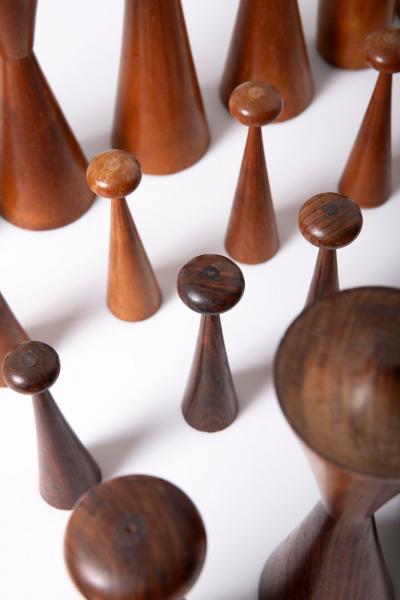 Mid Century Studio Craft Chess Set in Brazilian Rosewood Philippine Mahogany