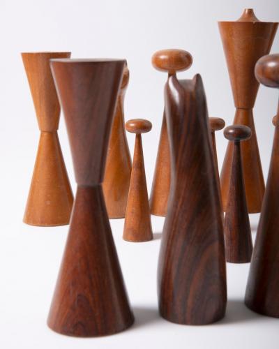 Mid Century Studio Craft Chess Set in Brazilian Rosewood Philippine Mahogany