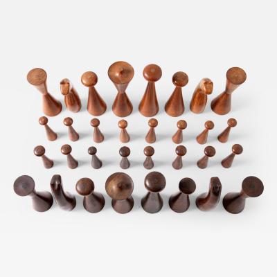Mid Century Studio Craft Chess Set in Brazilian Rosewood Philippine Mahogany