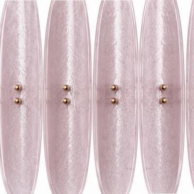 Mid Century Style Ceiling Lamp in Brass and Pink Murano Scova Glass Italy