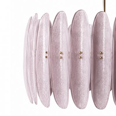 Mid Century Style Ceiling Lamp in Brass and Pink Murano Scova Glass Italy