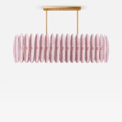 Mid Century Style Ceiling Lamp in Brass and Pink Murano Scova Glass Italy
