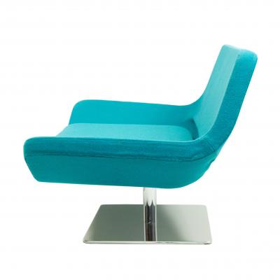 Mid Century Style Modern Blue Armchair With Chrome Base