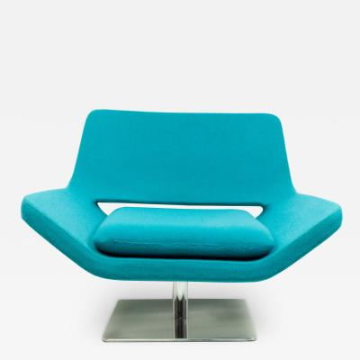 Mid Century Style Modern Blue Armchair With Chrome Base