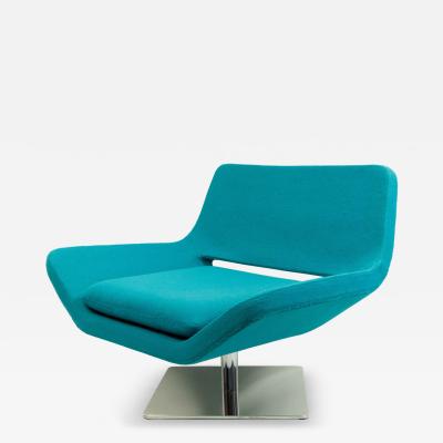 Mid Century Style Modern Blue Armchair with Chrome Base