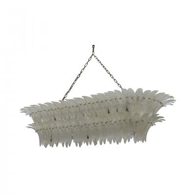 Mid Century Style Transparent Murano Glass And Brass Italian Suspension Lamp