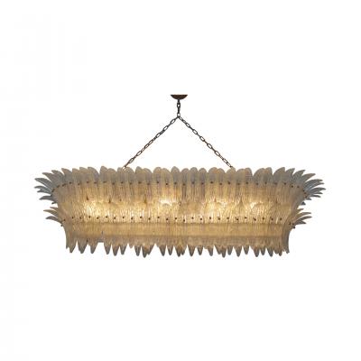 Mid Century Style Transparent Murano Glass And Brass Italian Suspension Lamp