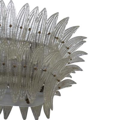 Mid Century Style Transparent Murano Glass And Brass Italian Suspension Lamp