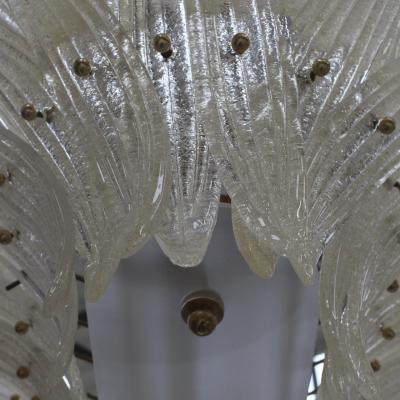 Mid Century Style Transparent Murano Glass And Brass Italian Suspension Lamp