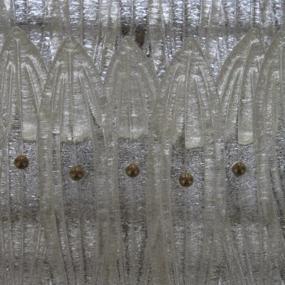 Mid Century Style Transparent Murano Glass And Brass Italian Suspension Lamp