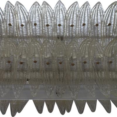 Mid Century Style Transparent Murano Glass And Brass Italian Suspension Lamp
