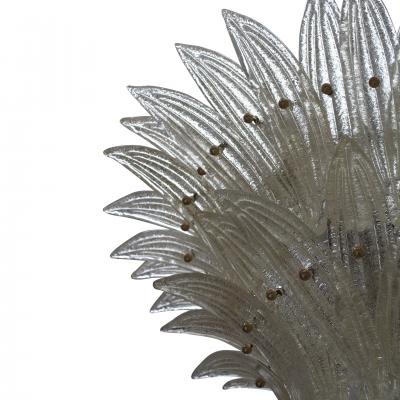 Mid Century Style Transparent Murano Glass And Brass Italian Suspension Lamp