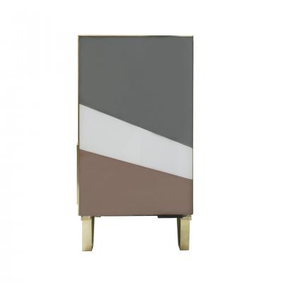 Mid Century Style Wood Colored Glass and Brass Pair of Italian Sideboards