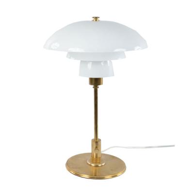 Mid Century Swedish Modern style Geometric Glass and Brass Desk Lamp