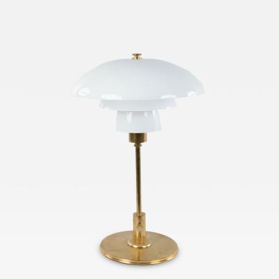 Mid Century Swedish Modern style Geometric Glass and Brass Desk Lamp