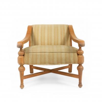 Mid Century Sycamore Upholstered Arm Chairs