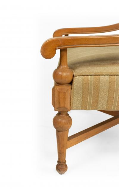 Mid Century Sycamore Upholstered Arm Chairs