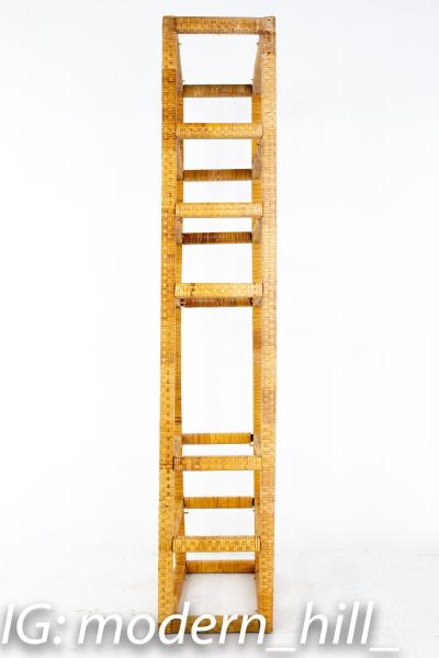 Mid Century Tall Cane and Glass Etagere Shelf