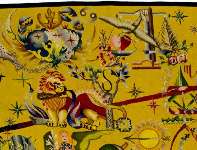 Mid Century Tapestry Signed E Simon 45 x 112