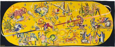 Mid Century Tapestry Signed E Simon 45 x 112