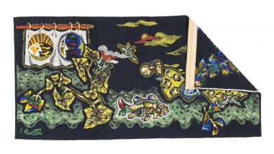 Mid Century Tapestry Signed Lurcat 3 10 x 7 8 