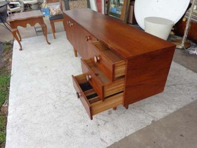 Mid Century Teak Dresser Aluminum Pulls