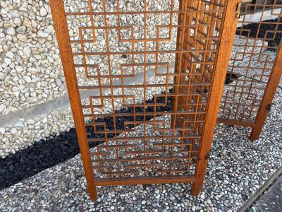 Mid Century Teak Four Panel Room Divider Screen