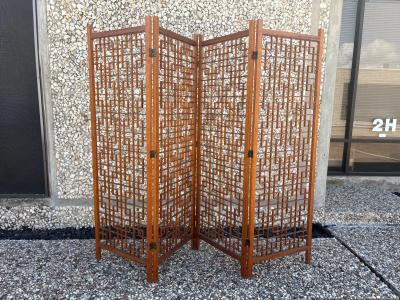 Mid Century Teak Four Panel Room Divider Screen