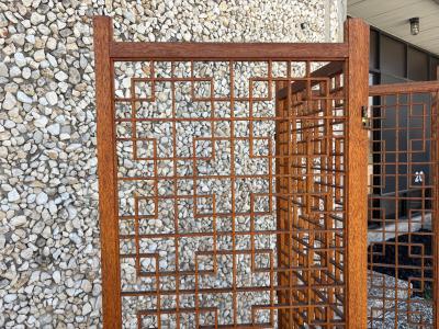 Mid Century Teak Four Panel Room Divider Screen