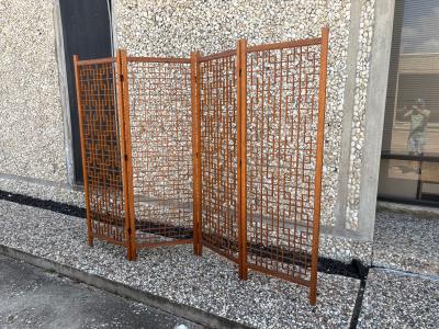 Mid Century Teak Four Panel Room Divider Screen
