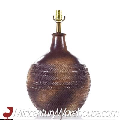 Mid Century Textured Ceramic Brown Pottery Lamp
