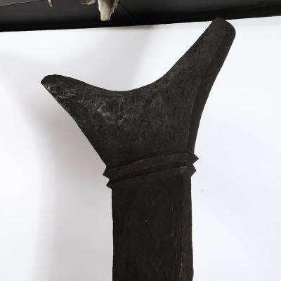 Mid Century Toguna Sculpture in Burnt Oak on Metal Base by Dogon People Mali